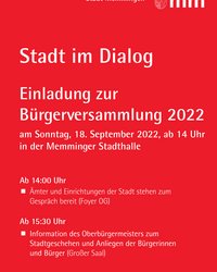 Stadt im Dialog - Einladung zur Bürgerversammlung am 18.09.2022 ab 14.00 Uhr in der Stadthalle Memmingen